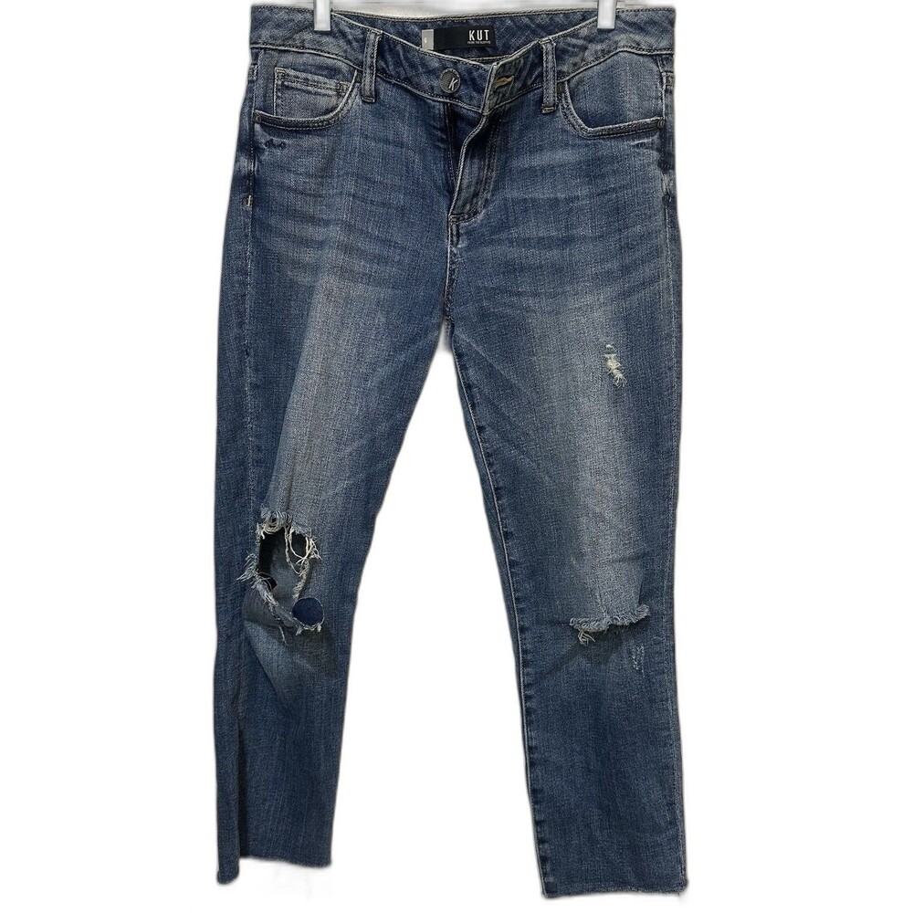 Kut from the Kloth Jeans Women's 6 Reese Ankle Straight Leg Medium Blue Denim